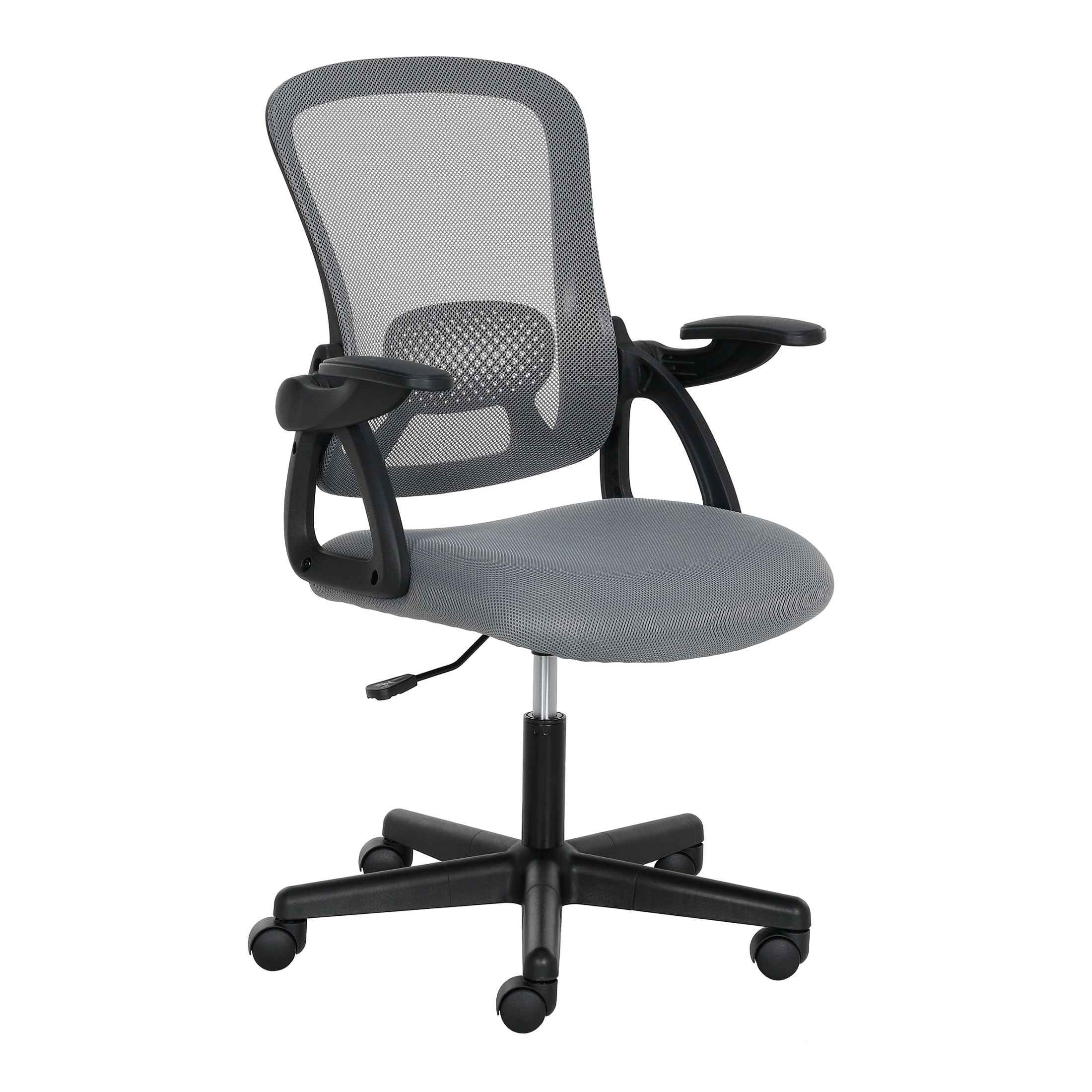 (3 pack) Mainstays Ergonomic Mesh Back Office Chair with Flip Up Arms for Adults, Black Fabric, 275lb
