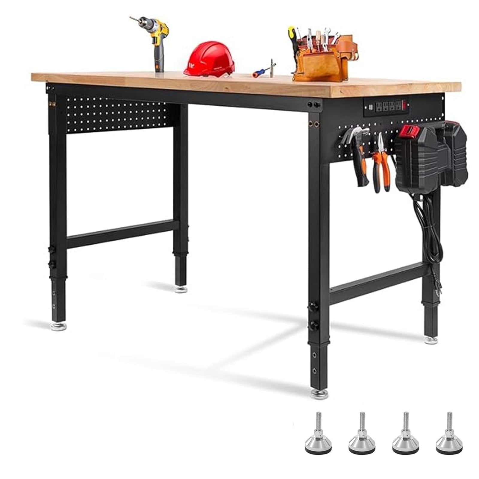 MUWOOD 96x24 Large Workbench with Power Outlets, 5000 LBS Load Capacity Work Benches for Garage, Workshop, Office, Home, Woodworking