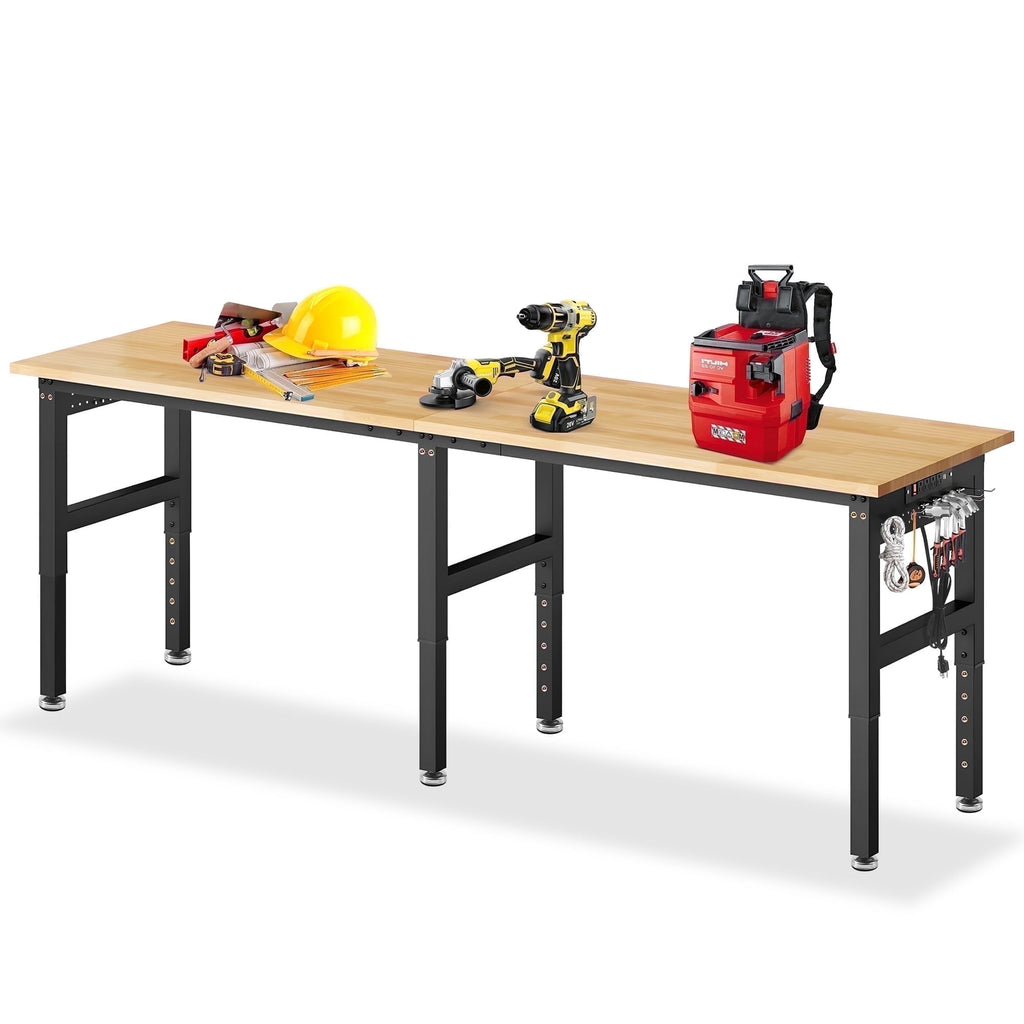 MUWOOD 96x24 Large Workbench with Power Outlets, 5000 LBS Load Capacity Work Benches for Garage, Workshop, Office, Home, Woodworking