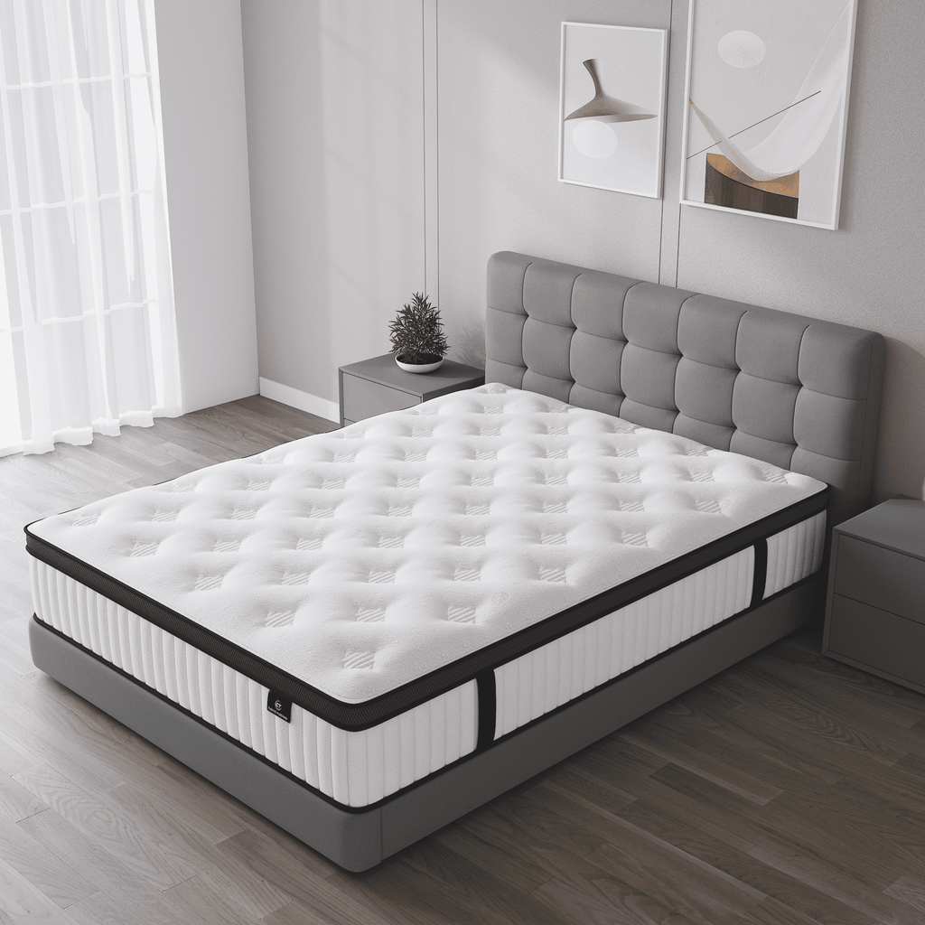 Madevos Queen Mattress in a Box, 10 inch Memory Foam individual Pocket Spring Hybrid Mattress - Medium Firm Support with Soft & Breathable