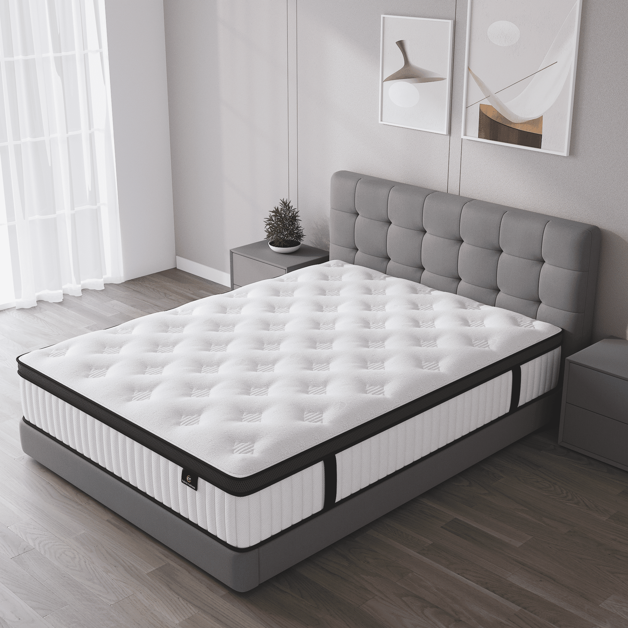 Madevos Queen Mattress in a Box, 10 inch Memory Foam individual Pocket Spring Hybrid Mattress - Medium Firm Support with Soft & Breathable
