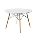 Mainstays 42 Inch Round Modern Wood Dining Table, Mid-Century Style, Beech and White