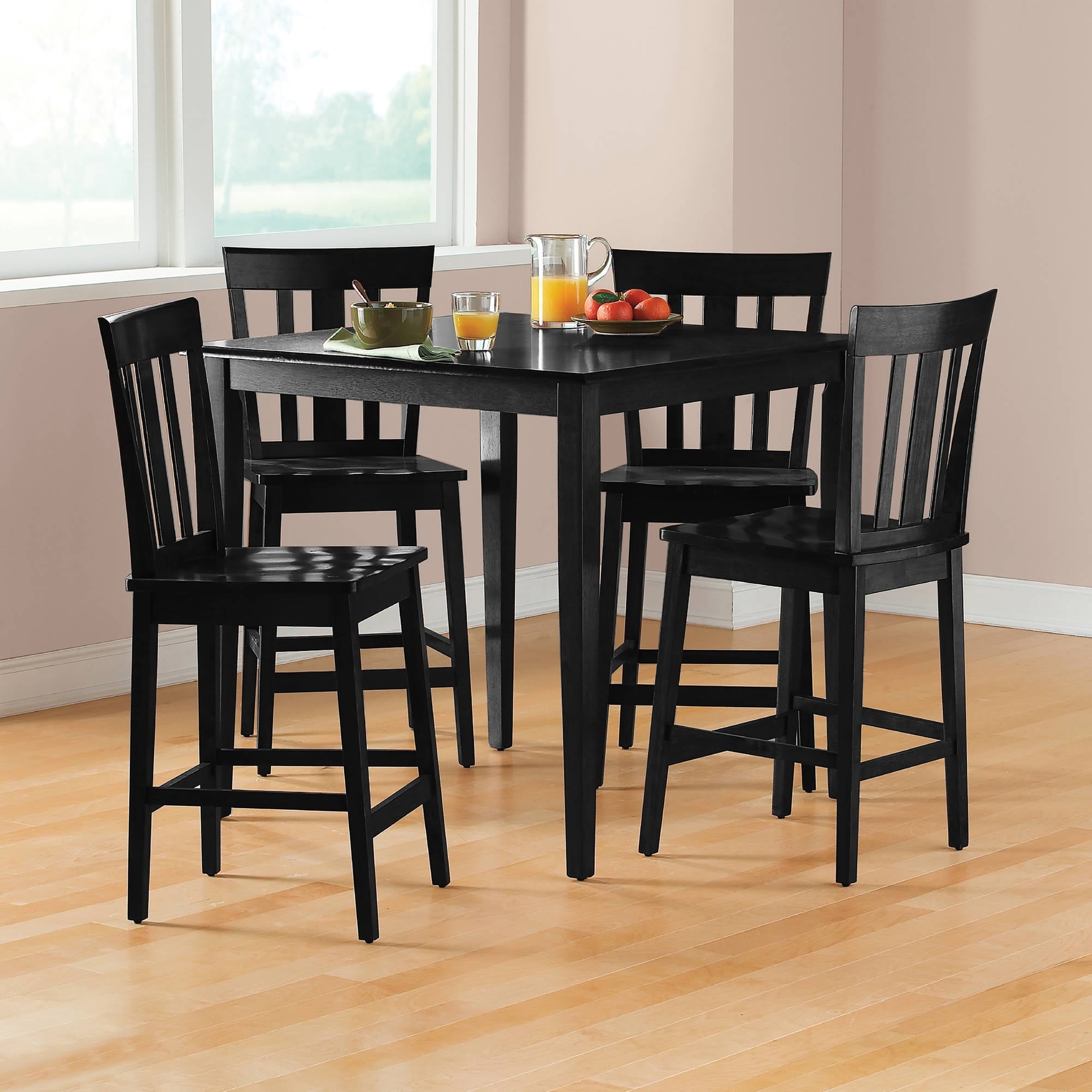 Mainstays 5 Piece Mission Counter Height Dining Set, Solid Wood, Cherry Color for Indoor