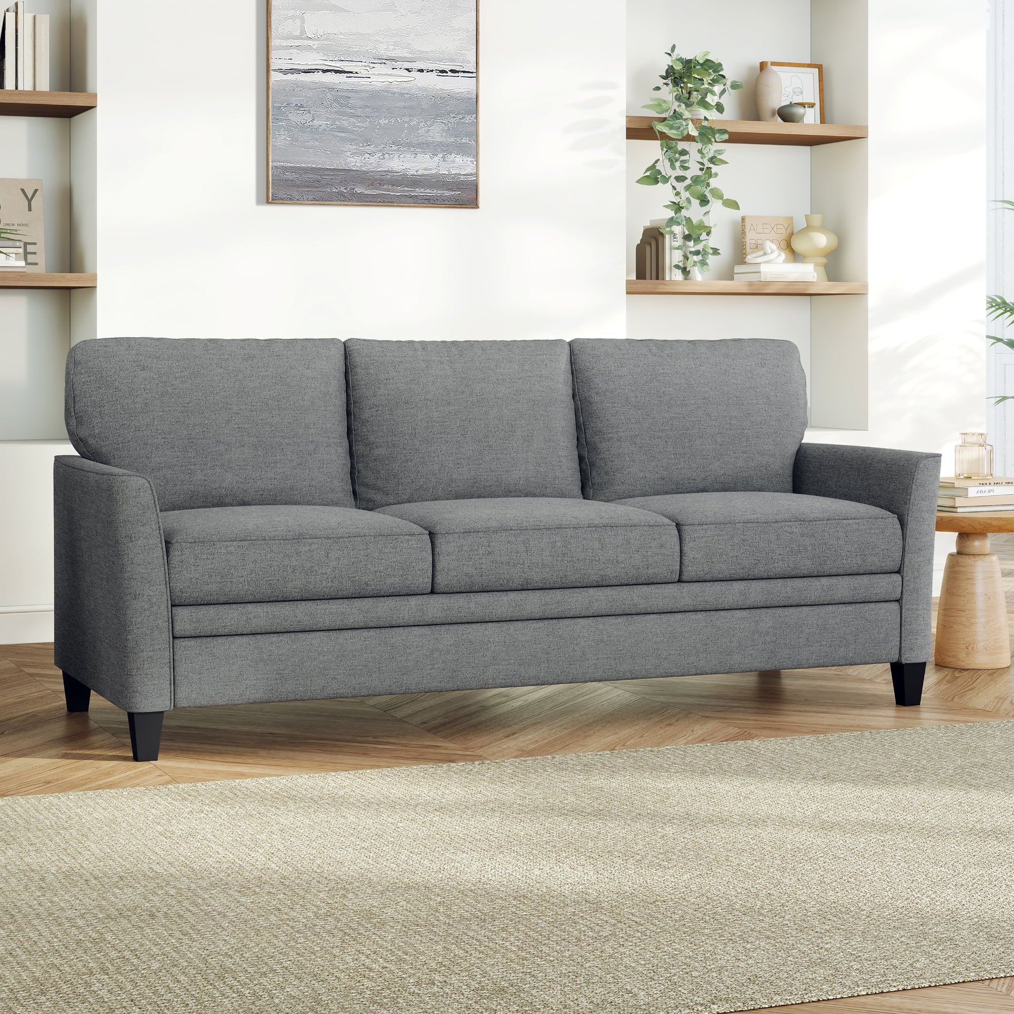 Mainstays Kensington 80 3 Seat Classic Modern Couch, Gray