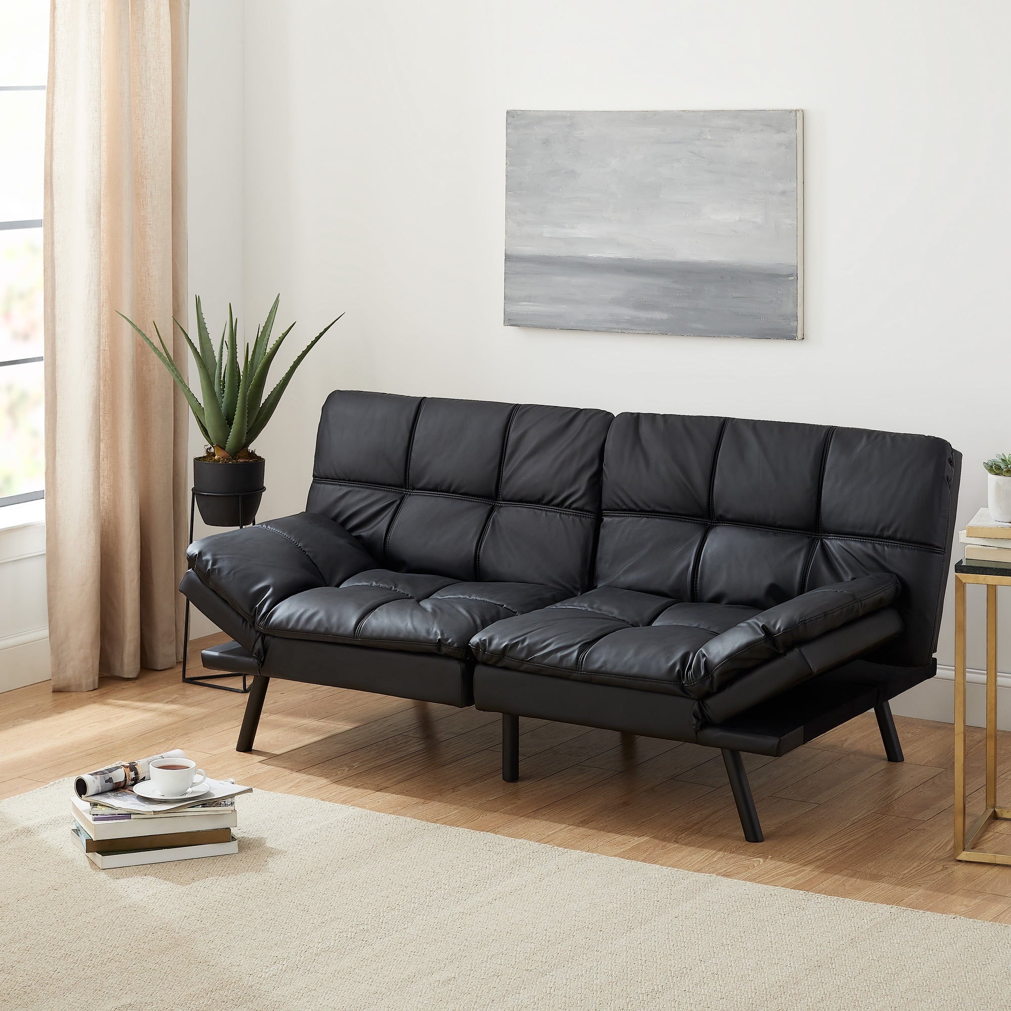 Mainstays 72 Memory Foam Futon Sofa Bed,Black