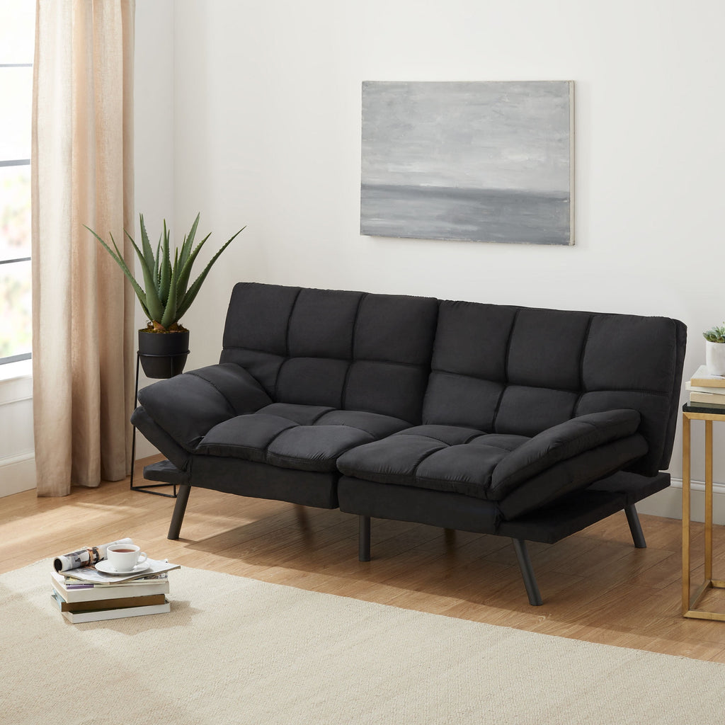 Mainstays 72 Memory Foam Futon Sofa Bed,Black