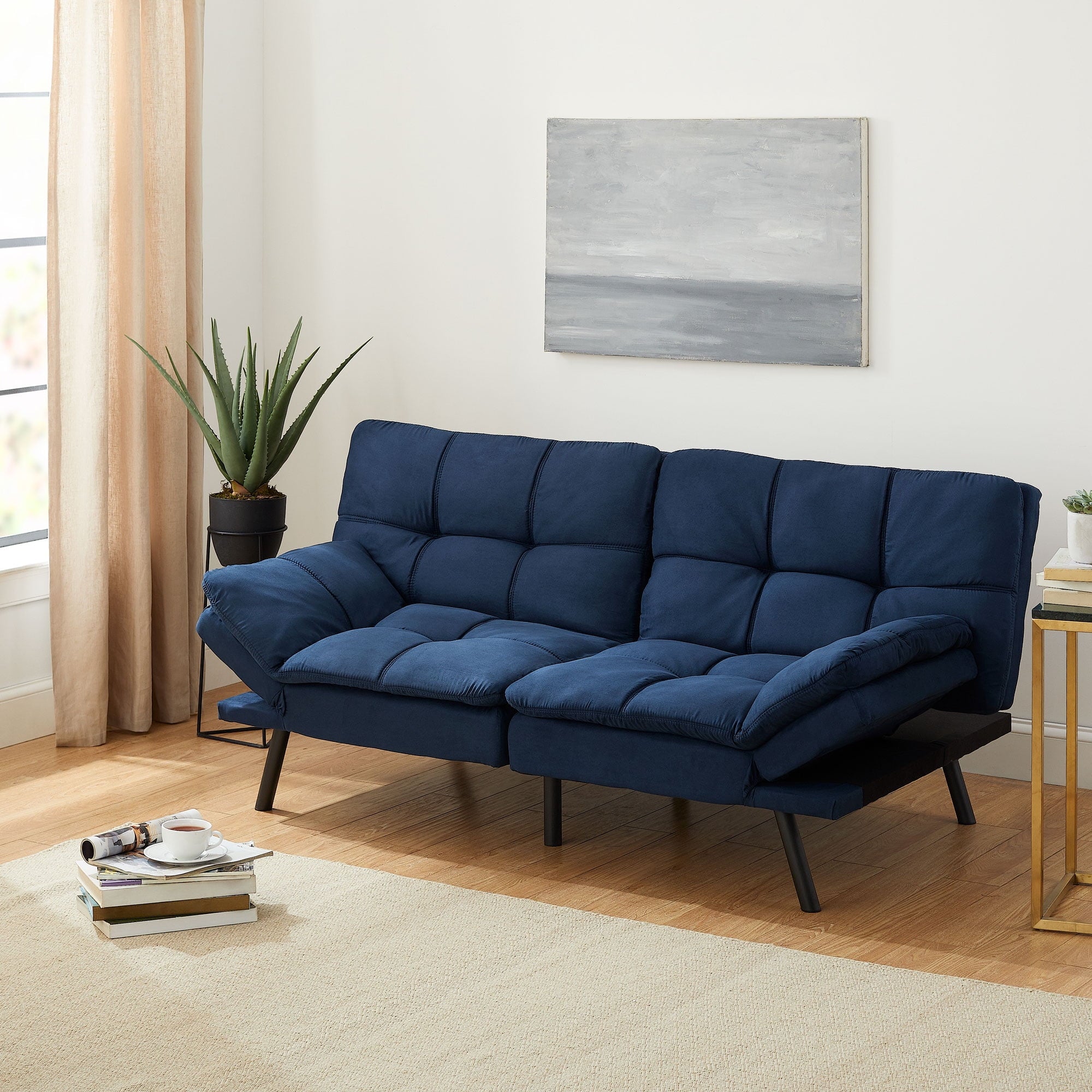 Mainstays 72 Memory Foam Futon Sofa Bed,Black