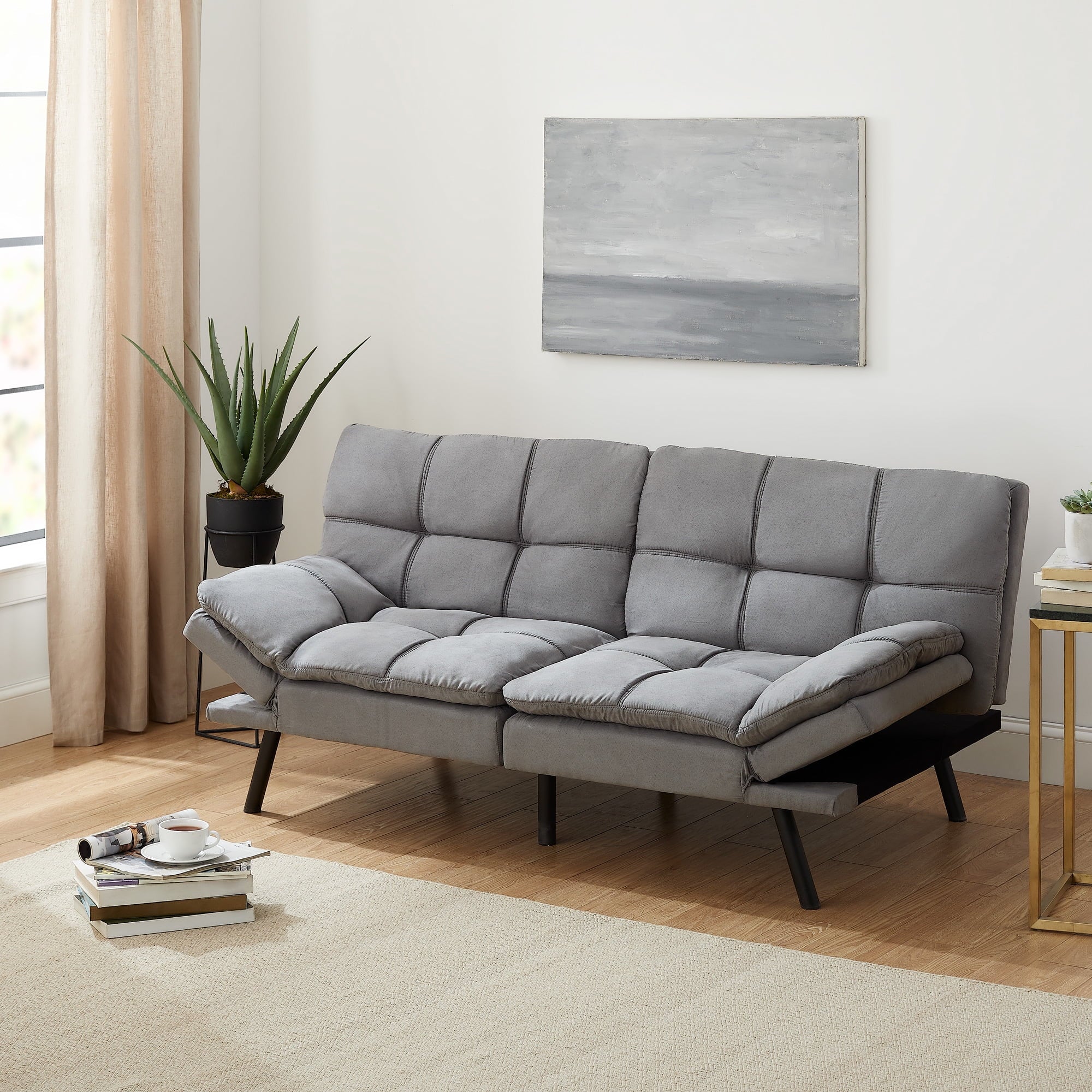 Mainstays 72 Memory Foam Futon Sofa Bed,Black