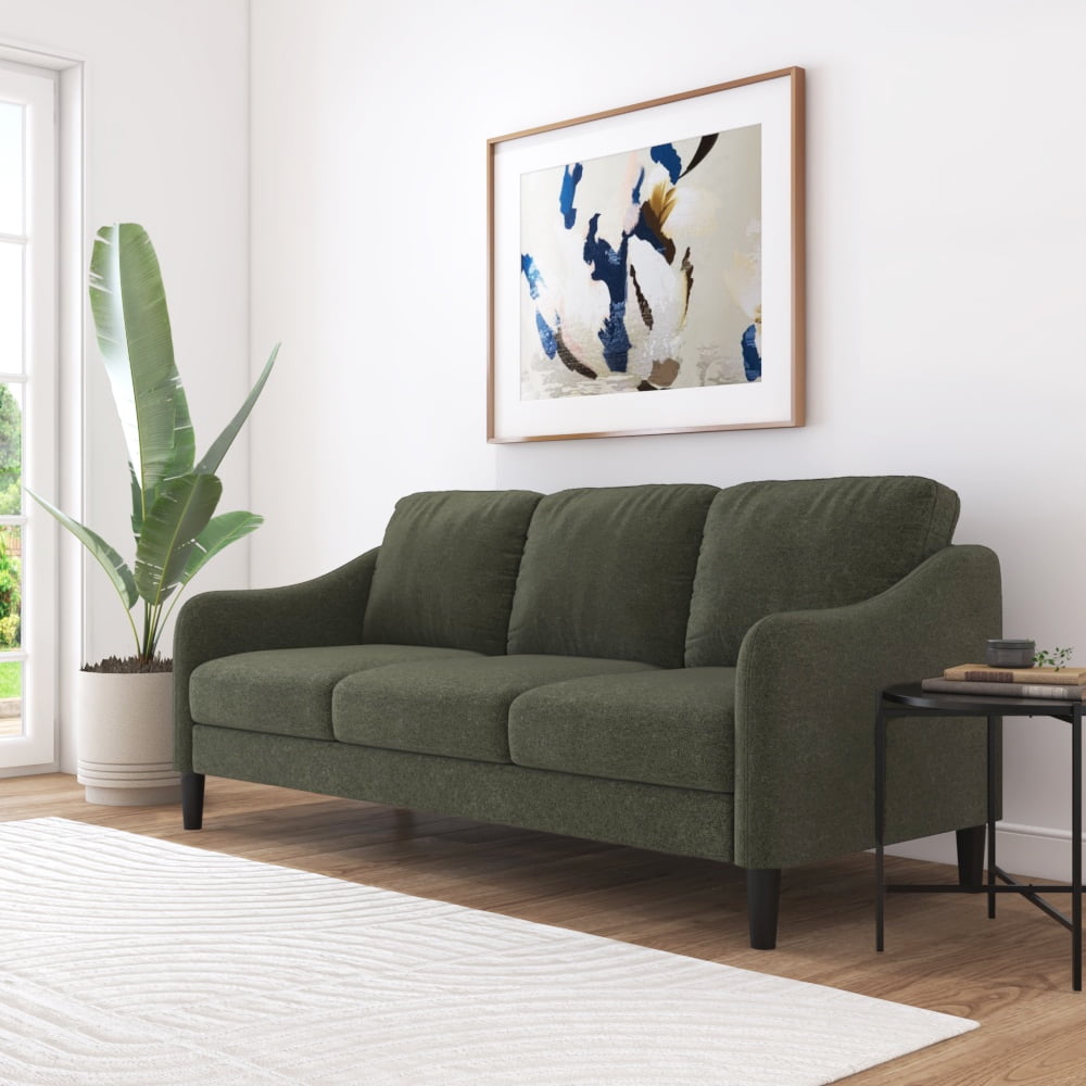 Mainstays Westley Swoop Arm 74 Sofa, Moss Green