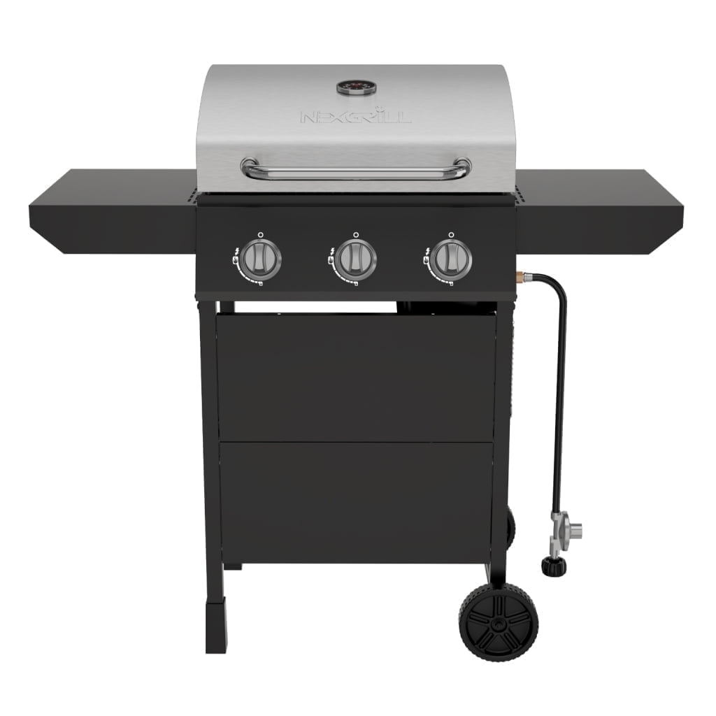 Nexgrill 3-Burner Propane Gas Grill with Side Burner, 52,000BTUs, 418 SQ. In. Cooking Space, BBQ Grill with Durable Steel Lid & Control Panel for Outdoor Cooking, Patios, and More - 720-0925S