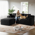 Patbrela 106 Sectional Couch for Living Room, L-Shaped Boneless Cloud Couch Corduroy Modern Sectional Sofa with Deep Seat and Thickened Cushion, No Assembly Required, Black