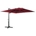 Mondawe 10x10ft Patio Umbrella Outdoor Square Large Cantilever Windproof Offset and Heavy Duty Sun Umbrella for Garden Deck Pool, Red