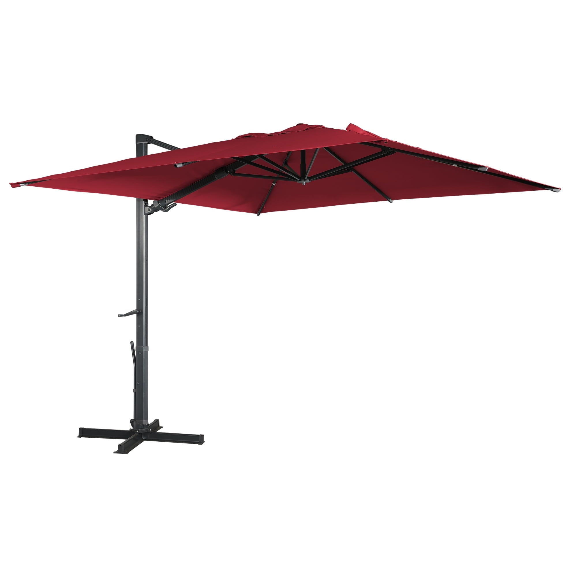 Mondawe 10x10ft Patio Umbrella Outdoor Square Large Cantilever Windproof Offset and Heavy Duty Sun Umbrella for Garden Deck Pool, Red