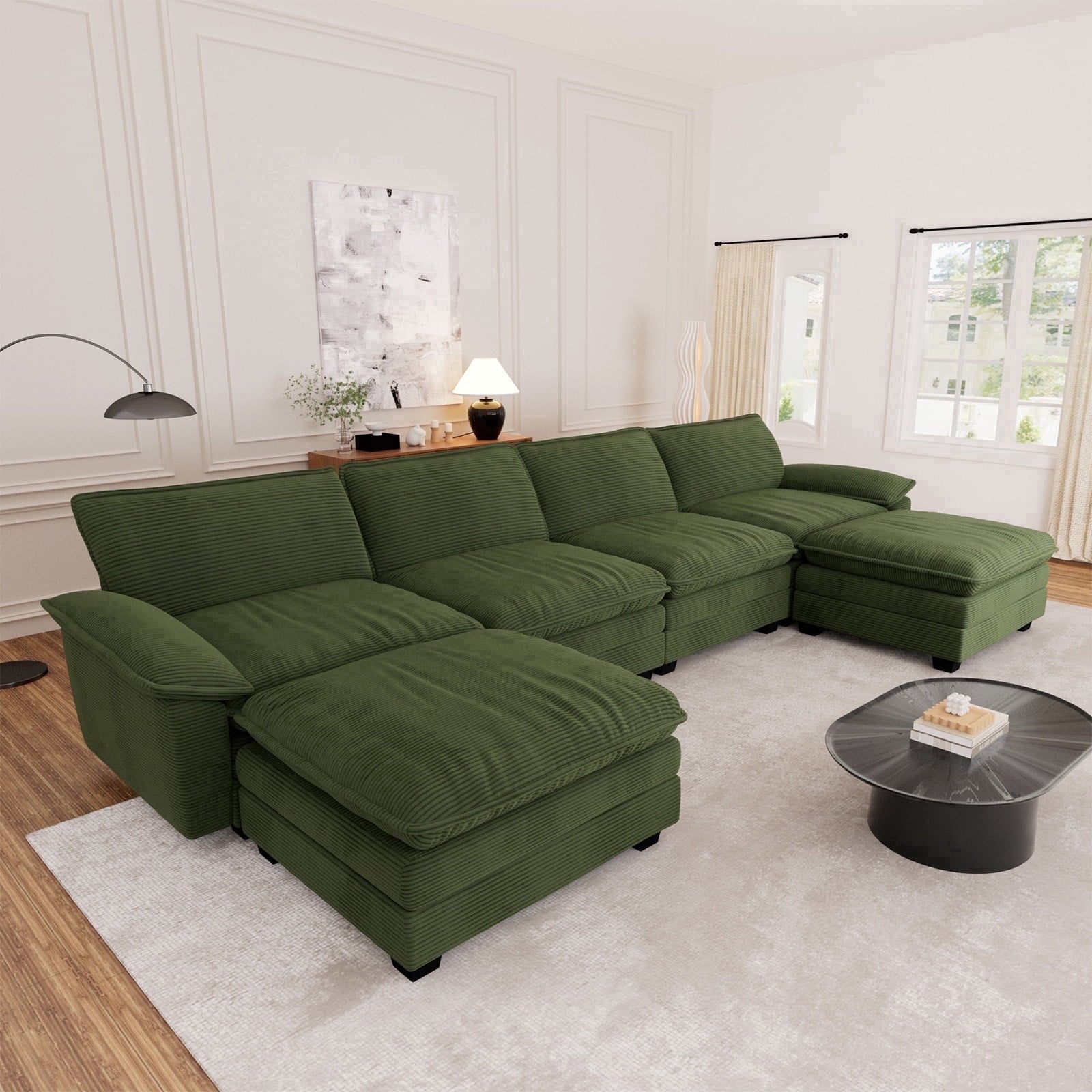 Muumblus 80.5 Corduroy Loveseat Sofa, Oversized Upholstered 2-Seater Fluffy Cloud Sleeper Couch for Living Room/Apt, Pink