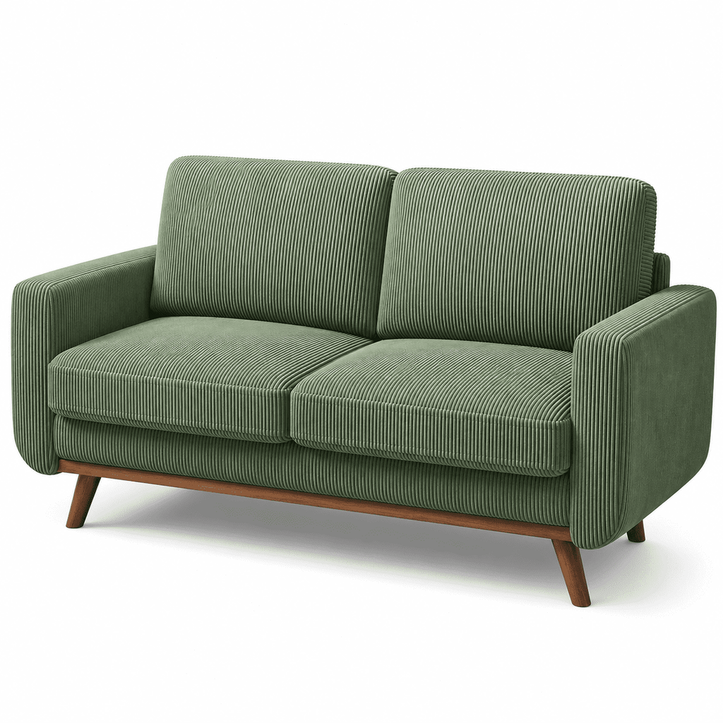 Neche 68 Corduroy Sofa for Living Room, 2 Seater Modern Couch for Small Space Office, Comfy Loveseat in a Box, Green