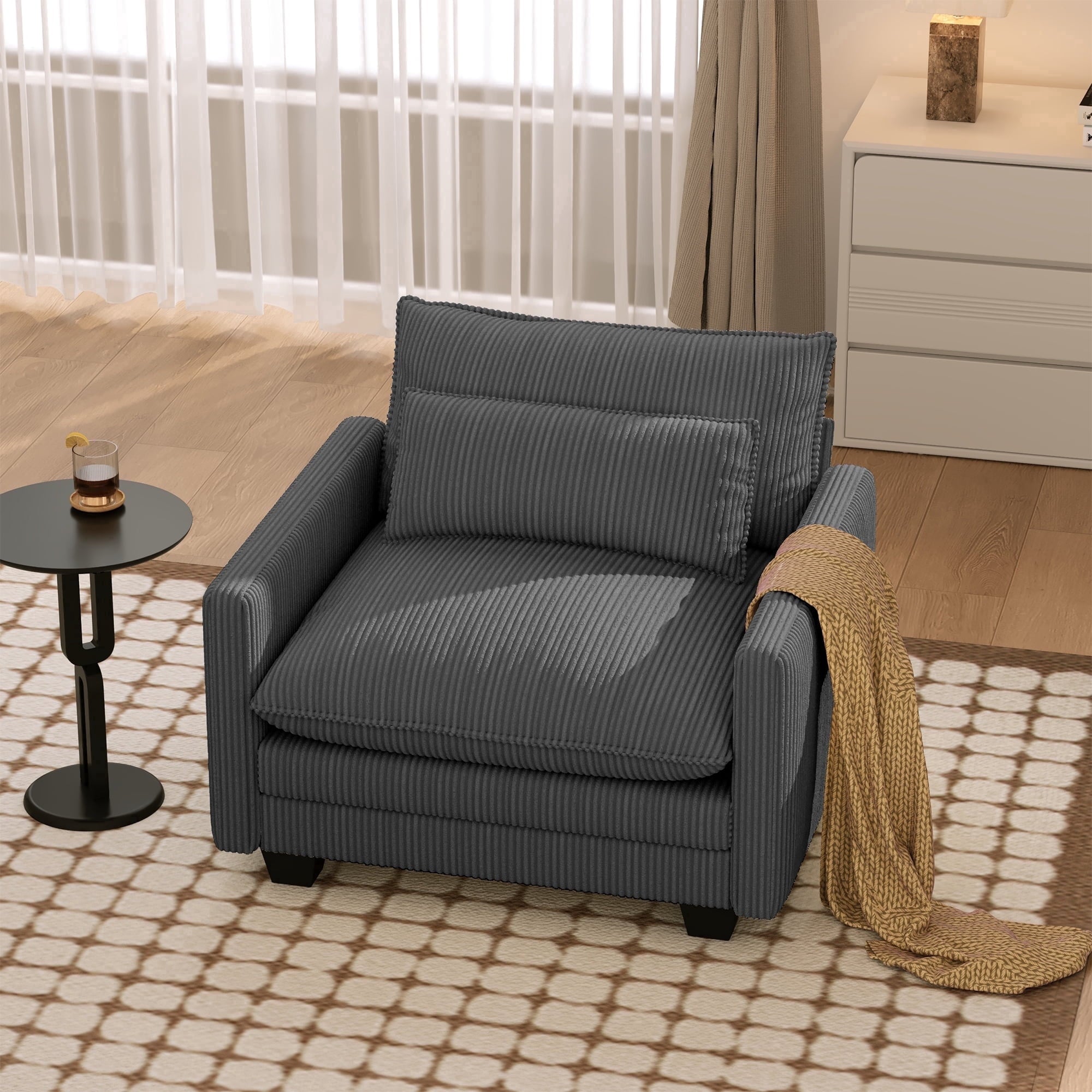 75’’ Cloud Couches for Living Room, Noelse L Shaped Modular Sofa with Deep Seats, 2 Seater Love Seat Couch with Removable Washable Corduroy Fabric for Living Room Bedroom and Apartment, Gray