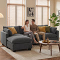 110'' Oversized L Shaped Couch for Living Room, Cloud Couches with Washable Corduroy Cover, Modern 4-Seater Comfy Deep-Seat Sofa with Movable Ottoman and 2 Throw Pillows for Apartment, Gray