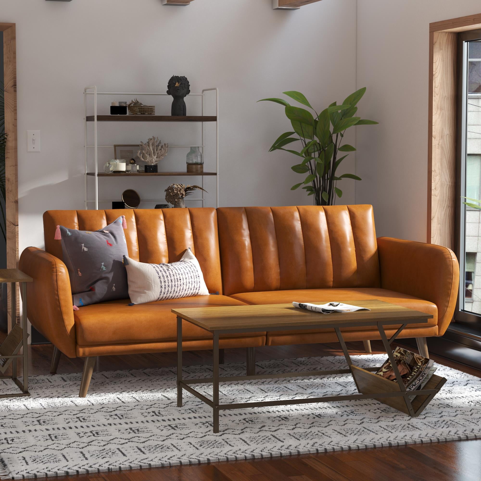 Novogratz Brittany Futon, Blue Linen