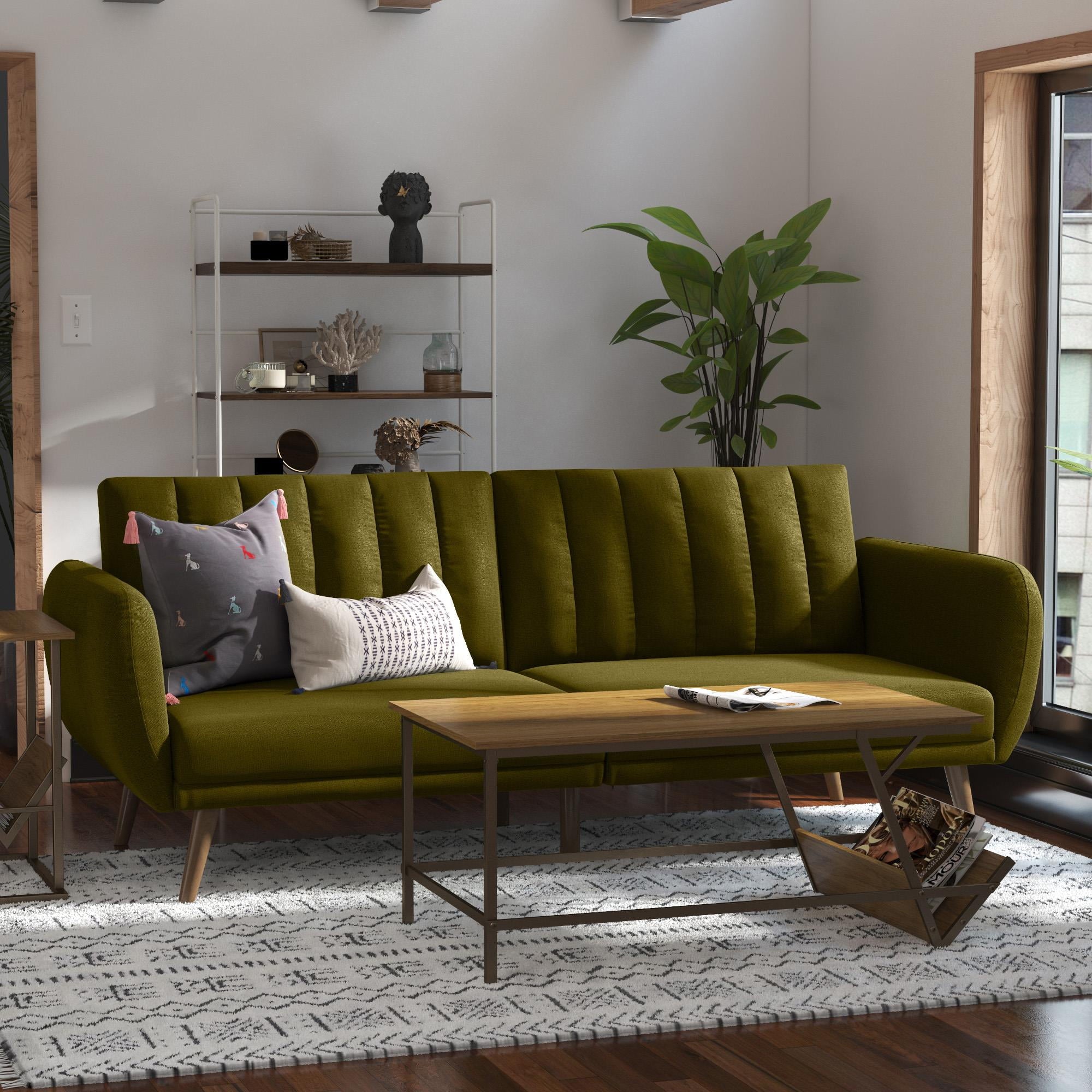 Novogratz Brittany Futon, Blue Linen