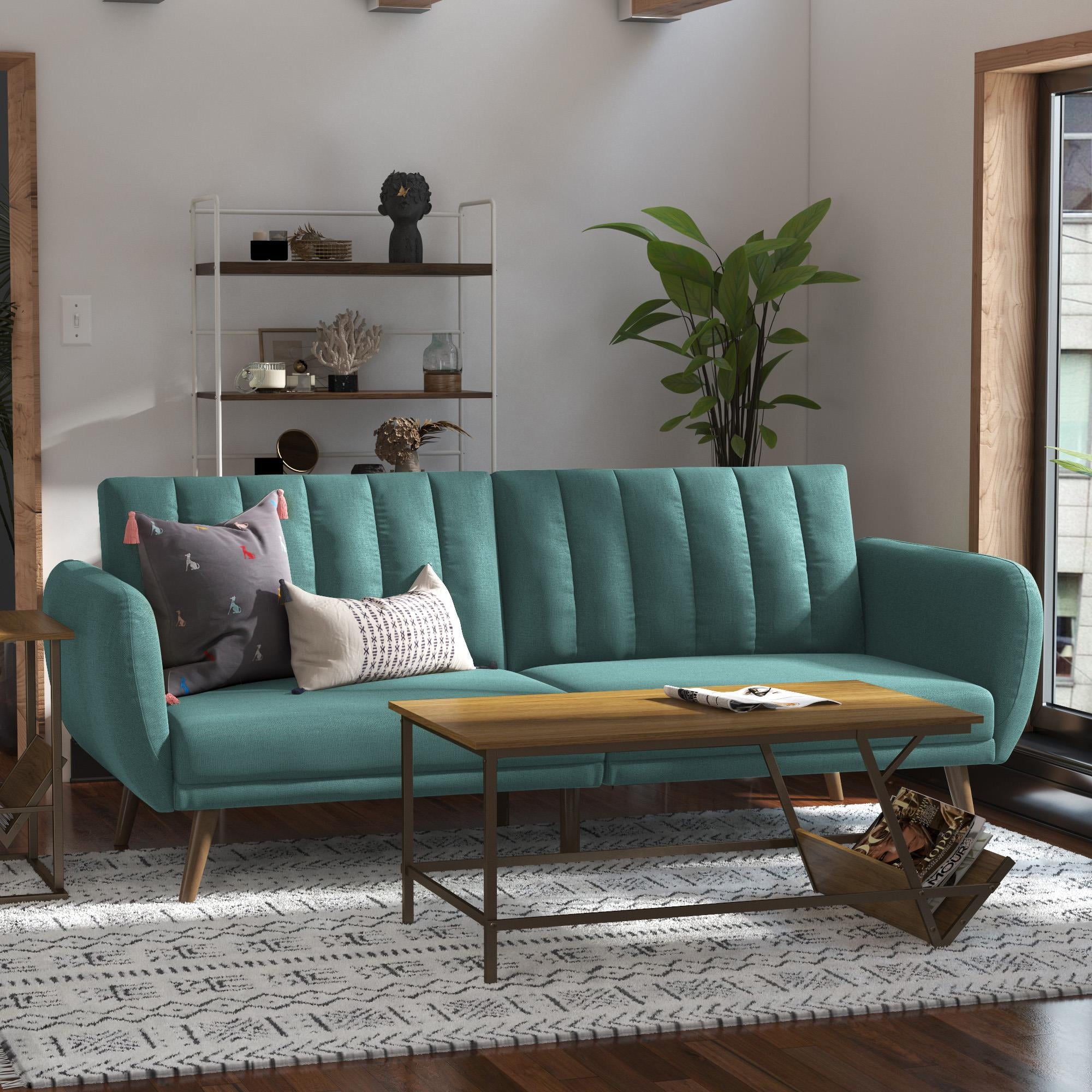 Novogratz Brittany Futon, Blue Linen
