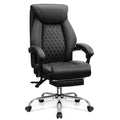 FASTES Ergonomic Office Chair, Big and Tall Leather Desk Chair with Footrest and Lumbar Support, 2-Position Reclining Executive Computer Chair, Black