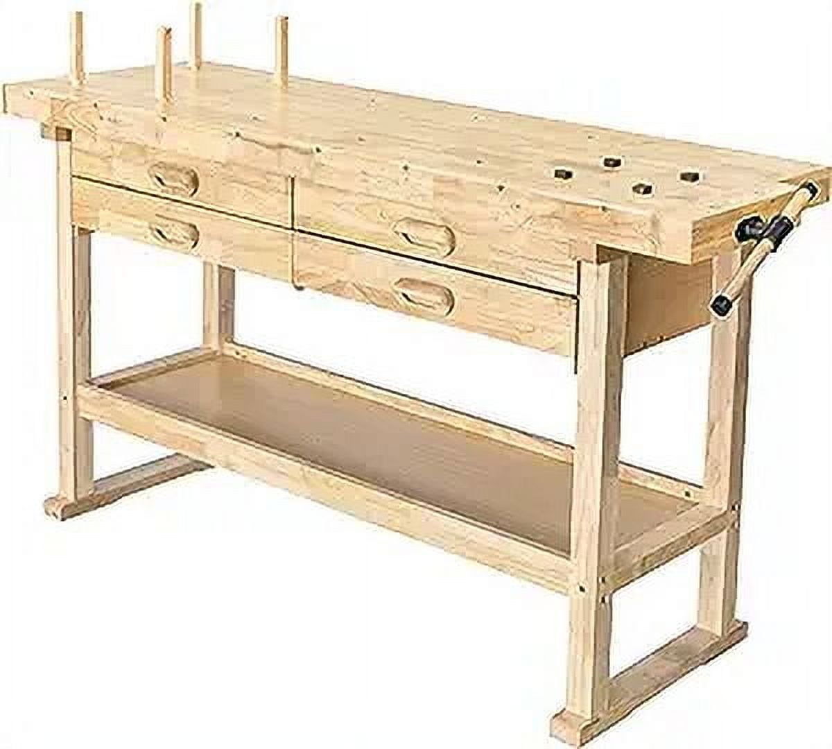 Olympia Tools 48-inch Wood Workbench - 330 lbs Weight Capacity Wooden Workbench for Garage, Workshop and Home - Acacia Woodworking Bench