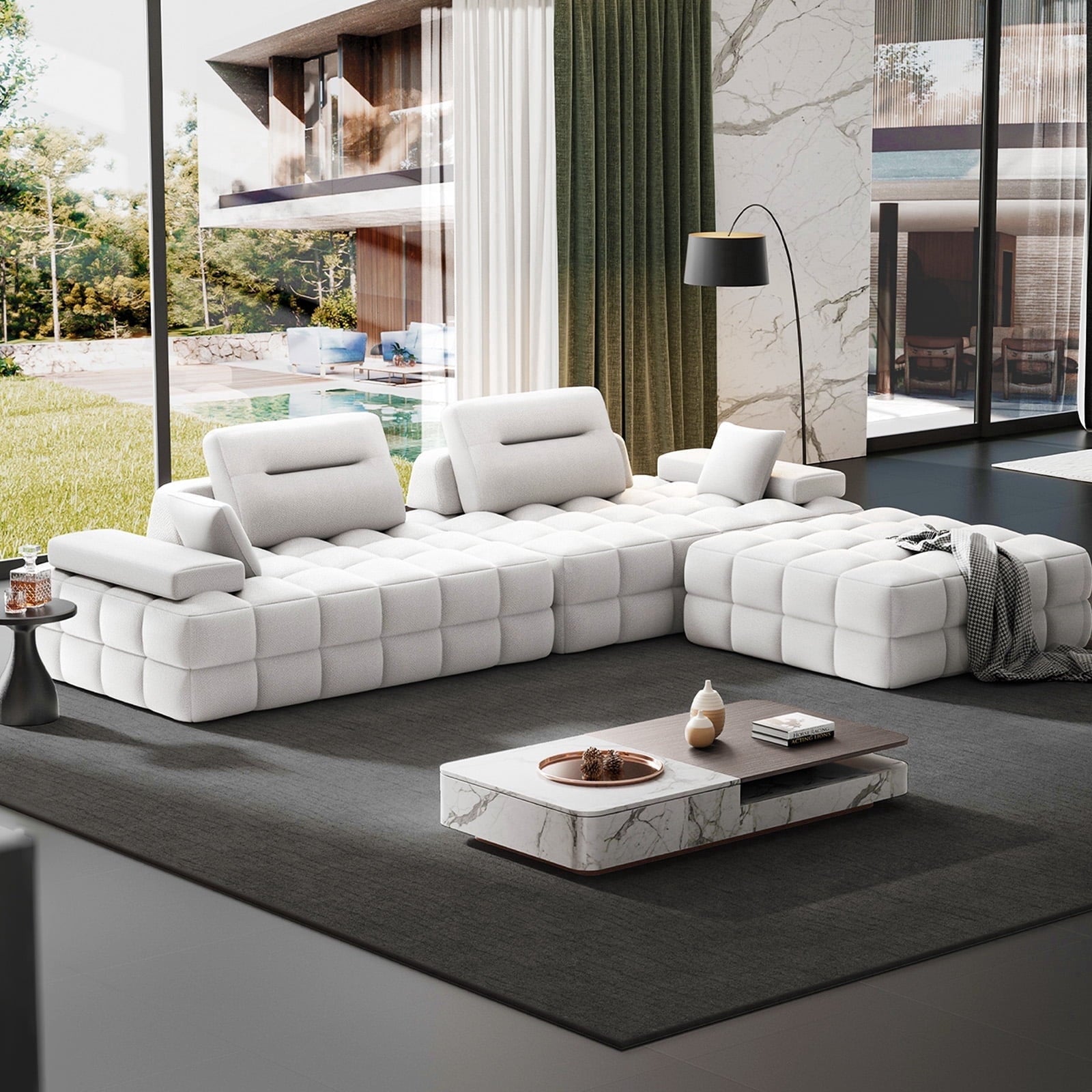 71 High Backrest Sofa for Small Spaces, Compressed Corduroy Couch with Deep Seating for Living Room, Bedroom, Dark Grey