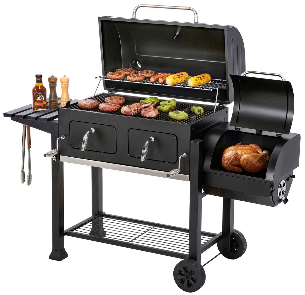 MF Studio Charcoal Grill with Offset Smoker 1015 sq in Extra Large Charcoal BBQ Grill for Outdoor Cooking