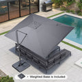 PURPLE LEAF 10' X 13' Rectangle Cantilever Umbrella with Base Outdoor Large Aluminum Patio Umbrella with 3-Year Fade Resistance Recycled Fabric and 360-degree Rotation for Deck Pool, Graphite Grey