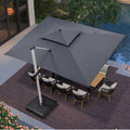 PURPLE LEAF 10 x 13FT Deluxe Rectangular Patio Umbrella, Large Offset Cantilever Umbrella with 360° Rotation, Gray