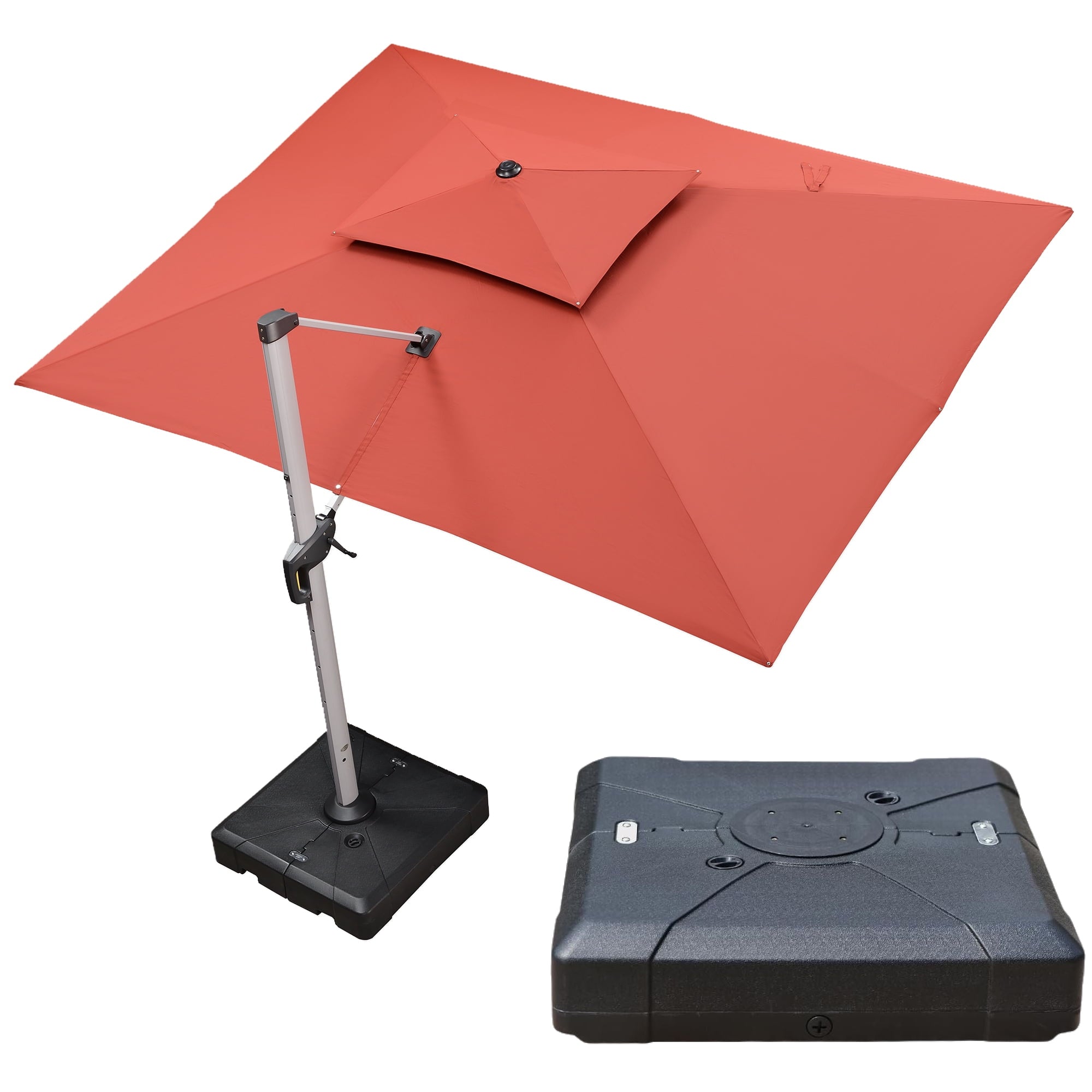 PURPLE LEAF 10 x 13FT Deluxe Rectangular Patio Umbrella, Large Offset Cantilever Umbrella with 360° Rotation, Gray