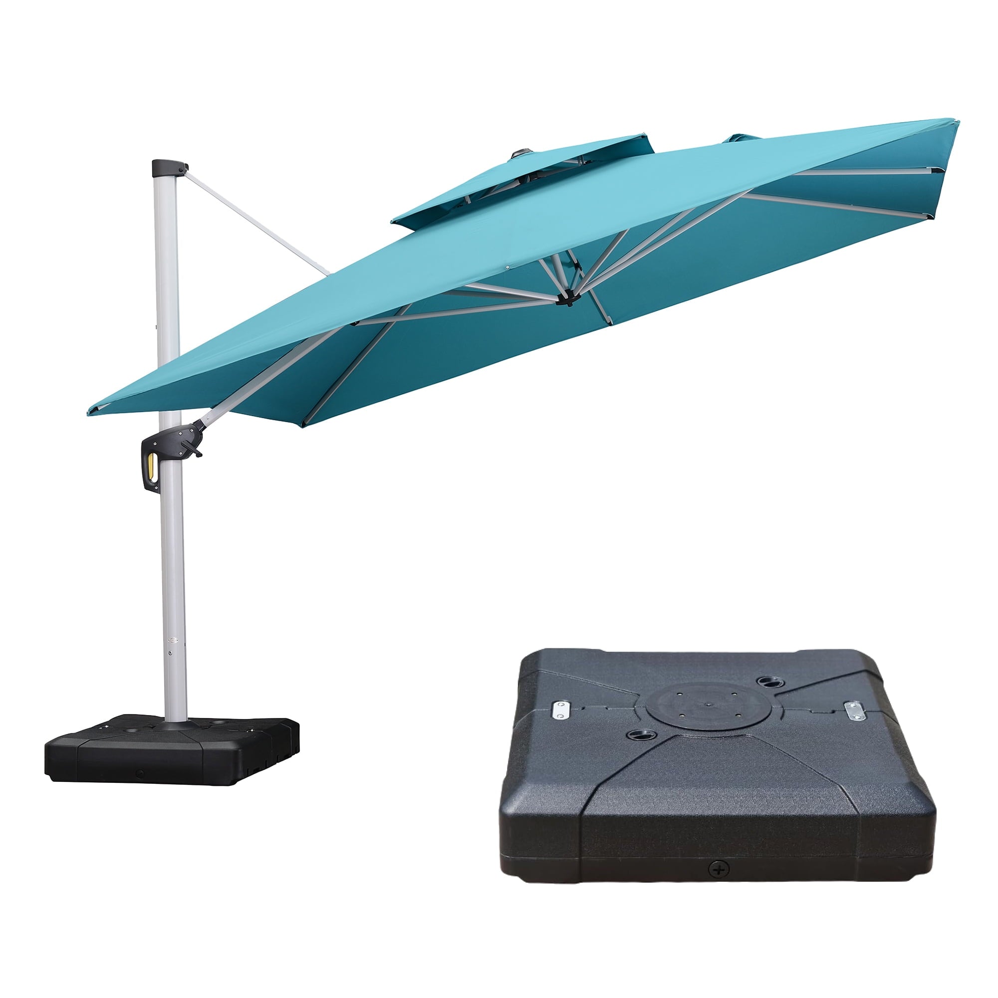 PURPLE LEAF 10 x 13FT Deluxe Rectangular Patio Umbrella, Large Offset Cantilever Umbrella with 360° Rotation, Gray