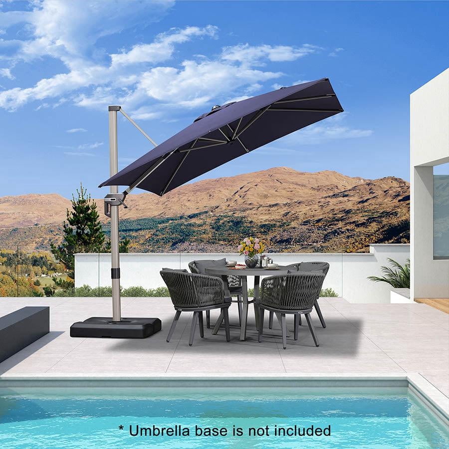 PURPLE LEAF Patio Umbrella with Base Included, 10ft Outdoor Aluminum Cantilever Umbrella with 360° Rotation, Aluminum Large Offset Umbrella for Outdoor Garden Pool, Beige