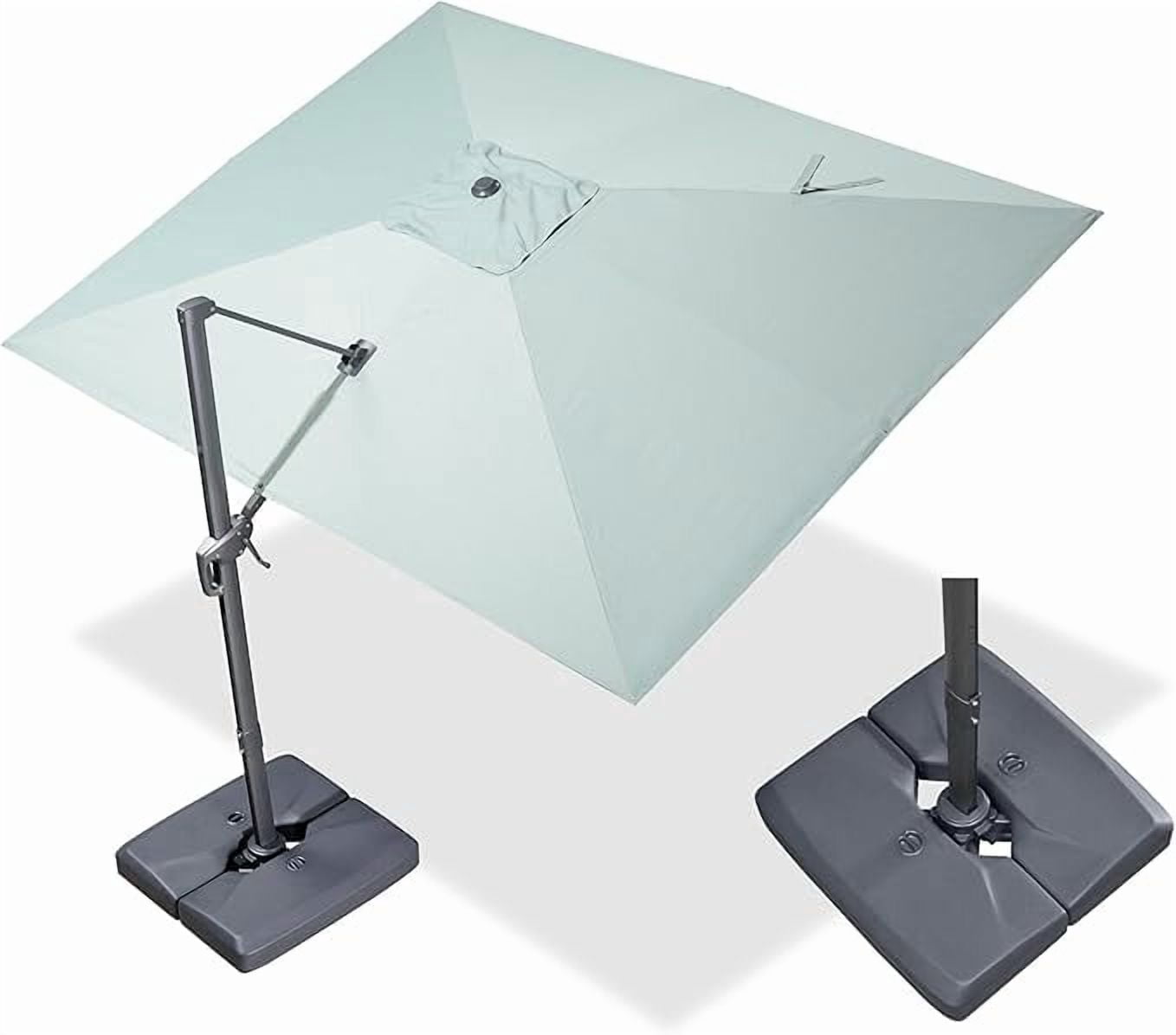 PURPLE LEAF 10' X 13' Rectangle Cantilever Umbrella with Base Outdoor Large Aluminum Patio Umbrella with 3-Year Fade Resistance Recycled Fabric and 360-degree Rotation for Deck Pool, Graphite Grey
