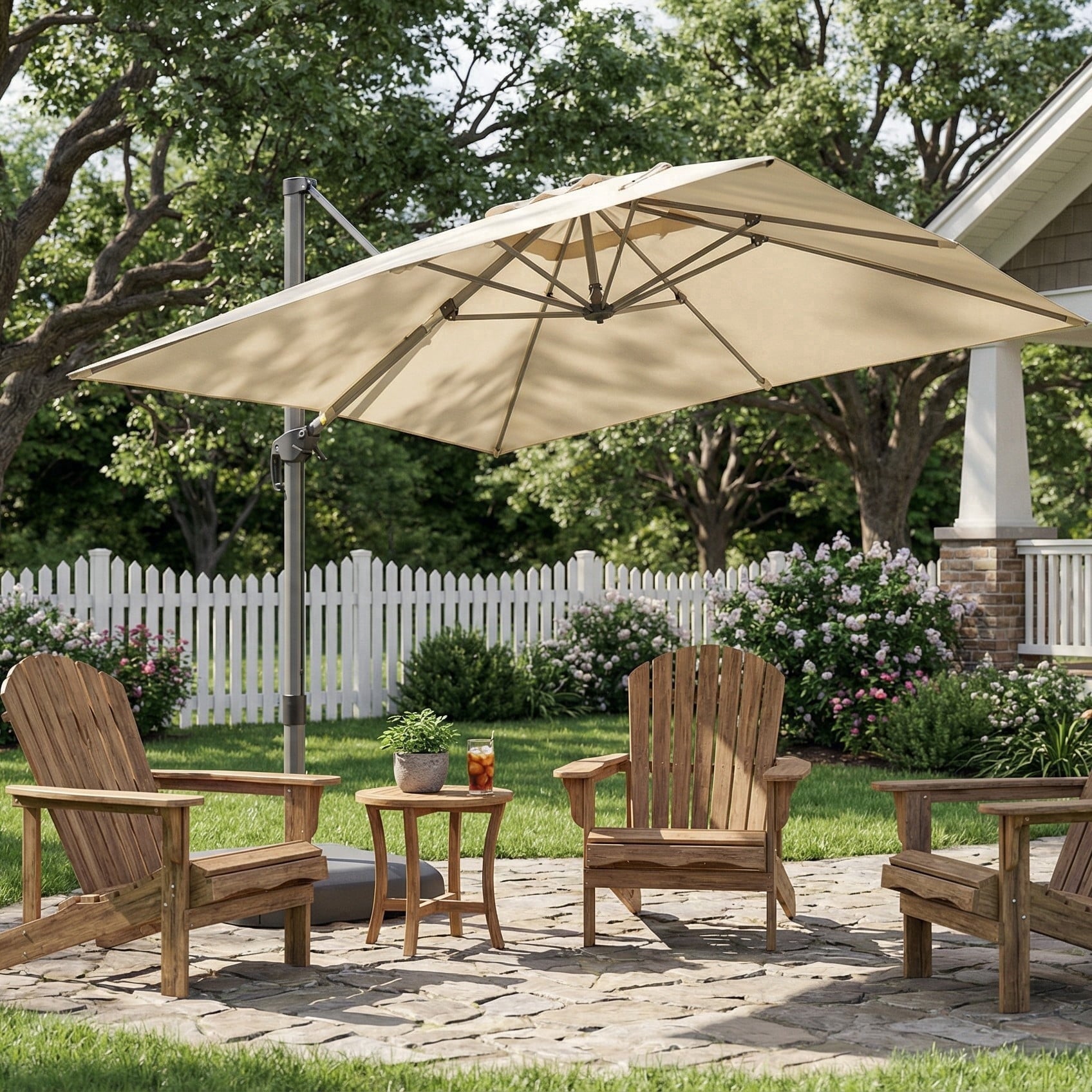 PURPLE LEAF OUTDOOR 10x13 FT Extra Large Rectangle Cantilever Umbrella with Base - 360° Rotating Heavy-Duty Aluminum Frame, Waterproof Graphite Grey Patio Sunshade for Oversized Pool Deck & Backyard