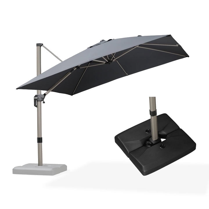 PURPLE LEAF Patio Umbrella with Base Included, 10ft Outdoor Aluminum Cantilever Umbrella with 360° Rotation, Aluminum Large Offset Umbrella for Outdoor Garden Pool, Beige