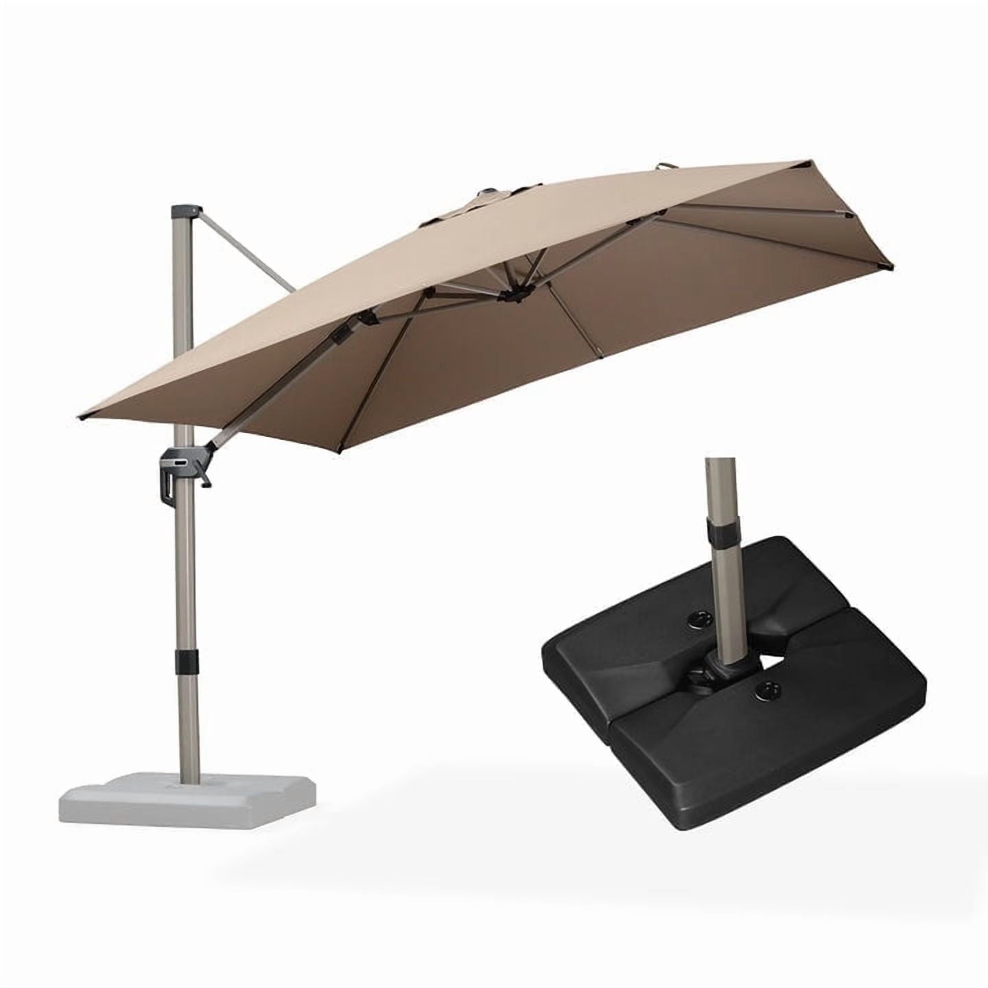 PURPLE LEAF Patio Umbrella with Base Included, 10ft Outdoor Aluminum Cantilever Umbrella with 360° Rotation, Aluminum Large Offset Umbrella for Outdoor Garden Pool, Beige