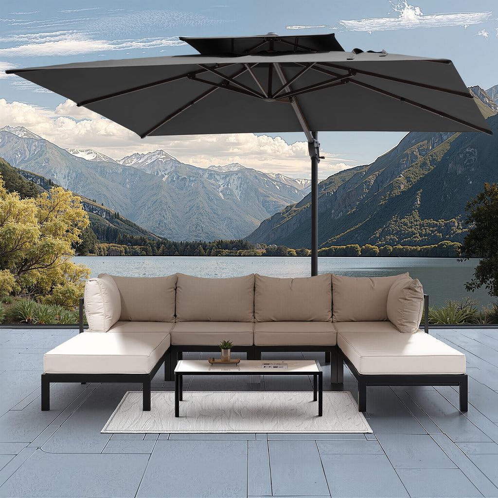 Pellebant 9' X 11' Patio Umbrella Outdoor Rectangle Umbrella Large Cantilever Umbrella Windproof Offset Heavy Duty Sun for Garden Deck Pool Patio