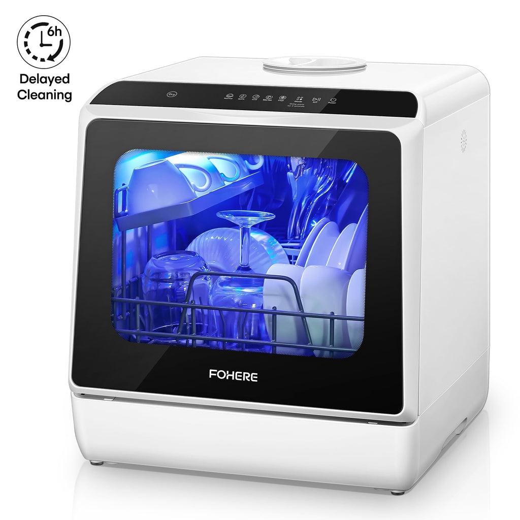 Countertop Dishwasher with Timeing Function, 6 Programs, 360°Dual Spray, 167℉ High-Temp, Mini Portable Dishwasher for Home,Apartments,RVs