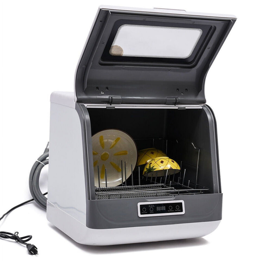 Portable Dishwasher Countertop, Compact Dishwasher W/75°C Air-Dry Function, 3 Washing Programs Mini Dish Washer for Apartments