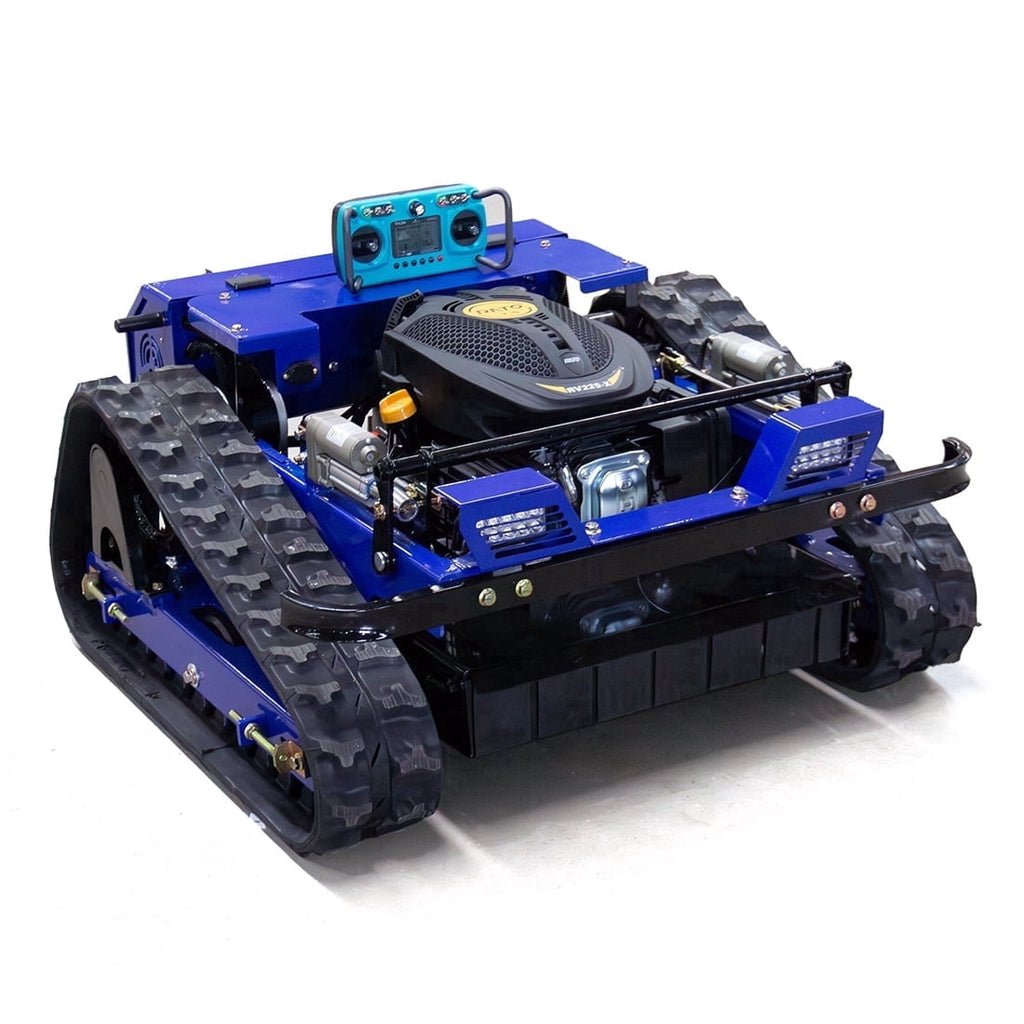 DeepKron Remote Control Tracked Lawn Mower, Gasoline 9HP 225cc Gas Engine, 22-Inch 550mm Cut, 45-Degree Slope, 24V