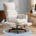 Patbrela Big and Tall Office Chair, Teddy Plush Swivel Desk Chair Ergonomic Computer Chairs with Adjustable Armrests, Beige