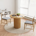 Rophefx 35.4 Solid Wood Round Dining Table with Handcrafted Relief Pedestal,Circle Dining Table,Natural