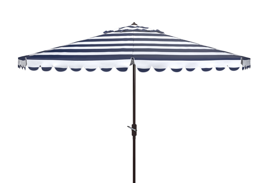 SAFAVIEH Outdoor Collection Vienna 11-Foot Round Crank Umbrella Navy/White