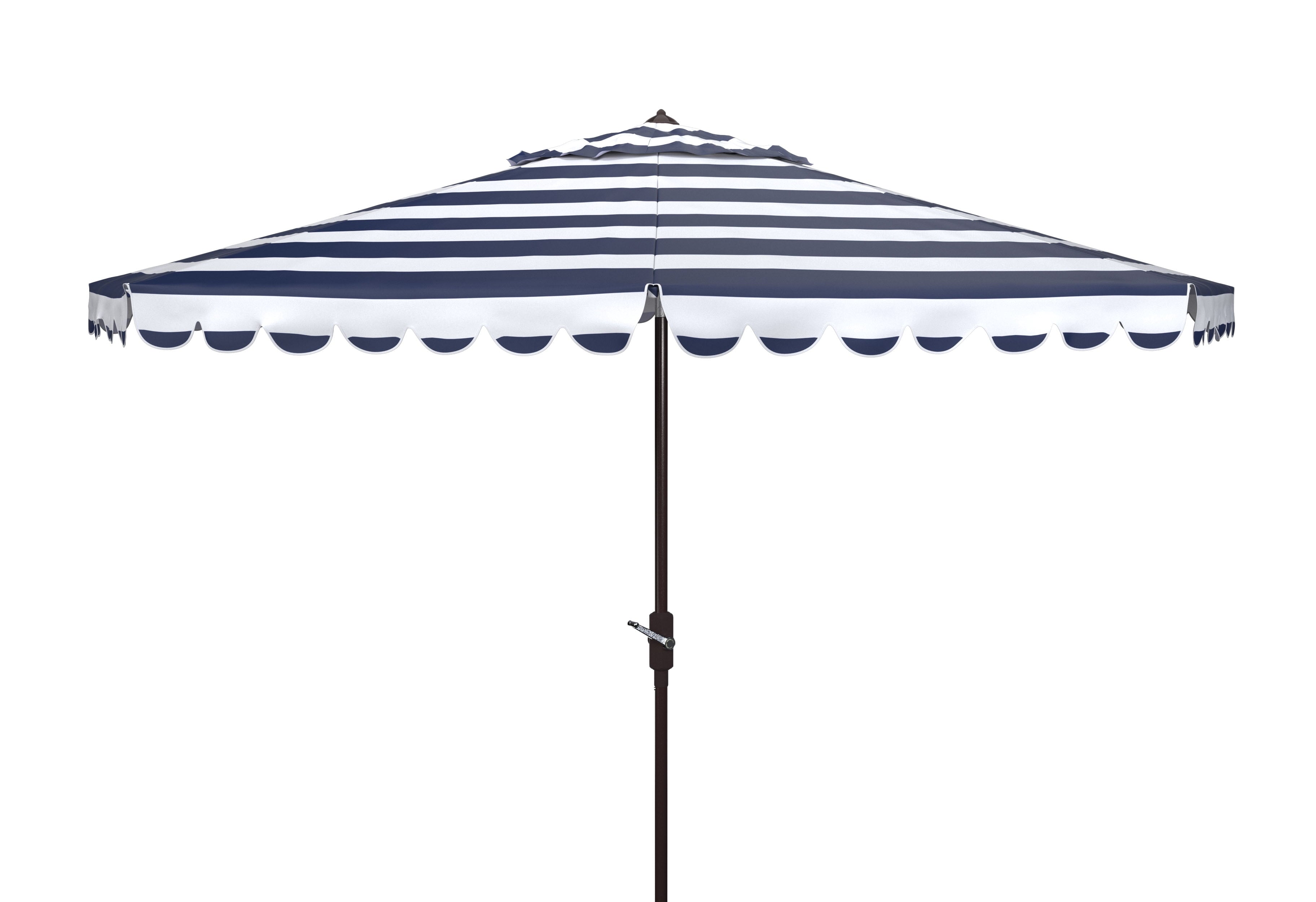 SAFAVIEH Outdoor Collection Vienna 11-Foot Round Crank Umbrella Navy/White