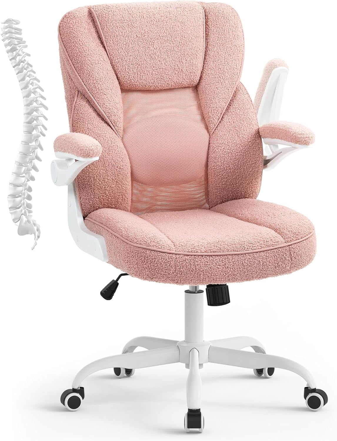 SEATZONE Ergonomic Home Desk Office Chair with Armrests and Wheels, Comfortable Swivel Task Executive Computer Chair, Velvet Fabric for Adults and Teens,Gray