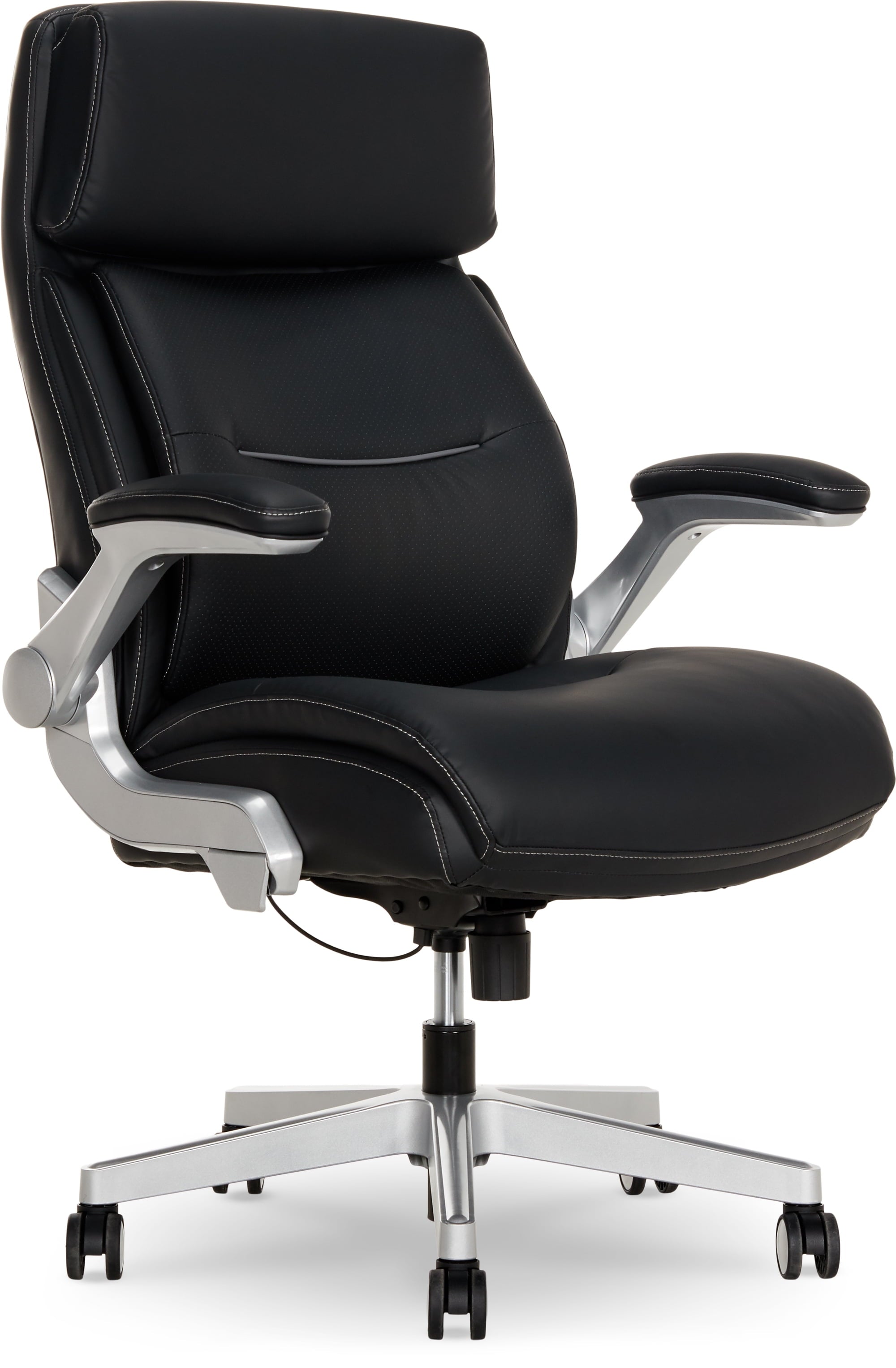 Shaquille O'Neal Cenzo Ergonomic Big and Tall Office Chair ,Flip-Up Arms PureSoft Upholstery High-Back Desk Chair with 400 lb Capacity, Black