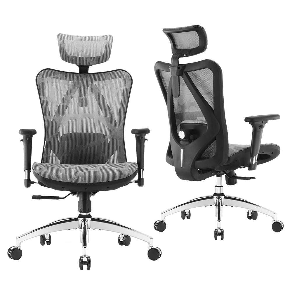 Sihoo M57 Ergonomic Office Chair, Adjustable Swivel Mesh High Back Desk Chair with Headrest, Lumbar Support, Black
