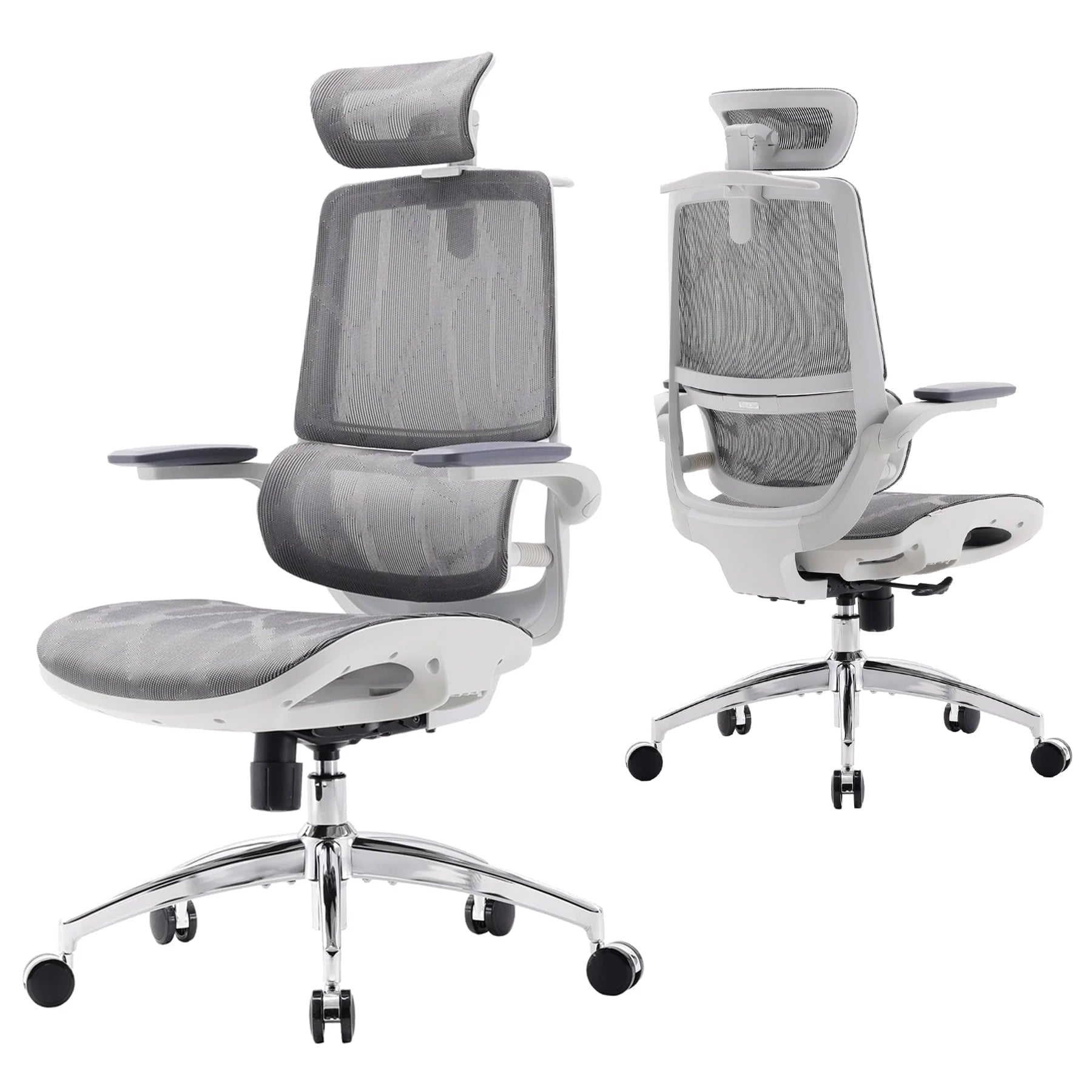 Sihoo M59AS Ergonomic Office Chair with Mesh Backrest, Flip Armrests, Headrest, White
