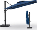 SOLLED 10x10 FT Outdoor Umbrella with Base, Cantilever Patio Umbrella 360° Rotation Adjustable Height, Square Sun Shade for Pool Garden Backyard,Blue